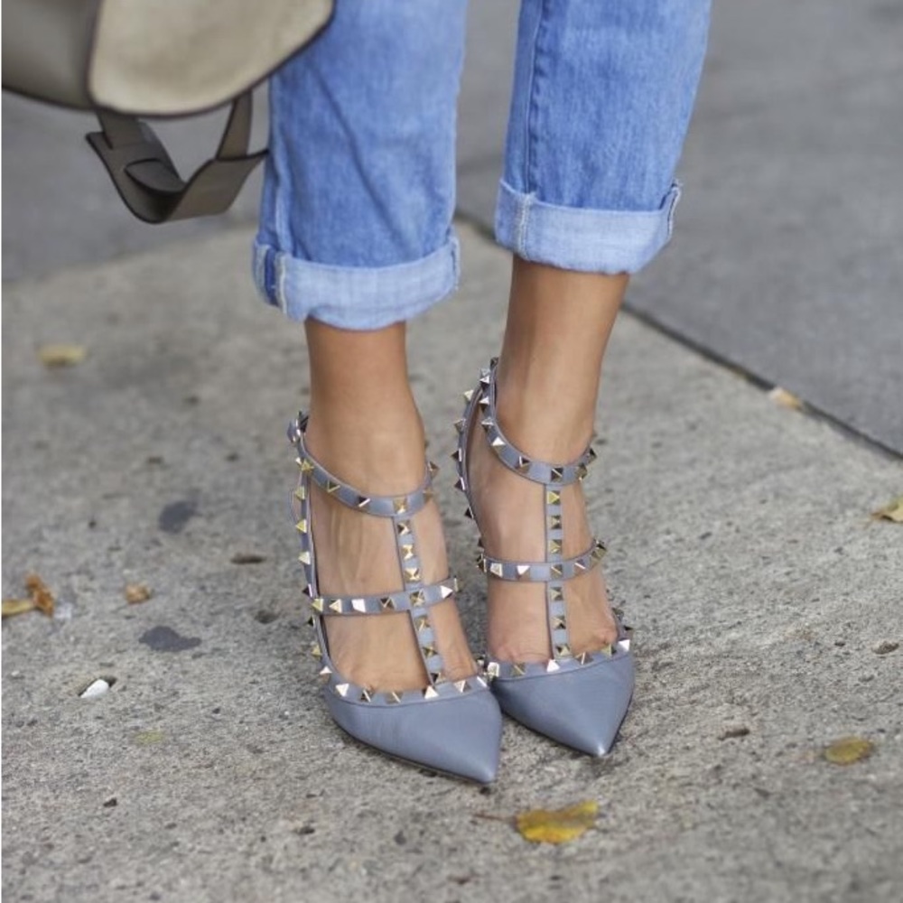 Valentino Rockstud Pumps Light Blue Suede Size 36